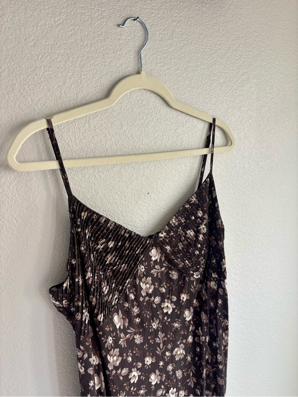 GAP Brown Floral Pleated Slip Midi Dress